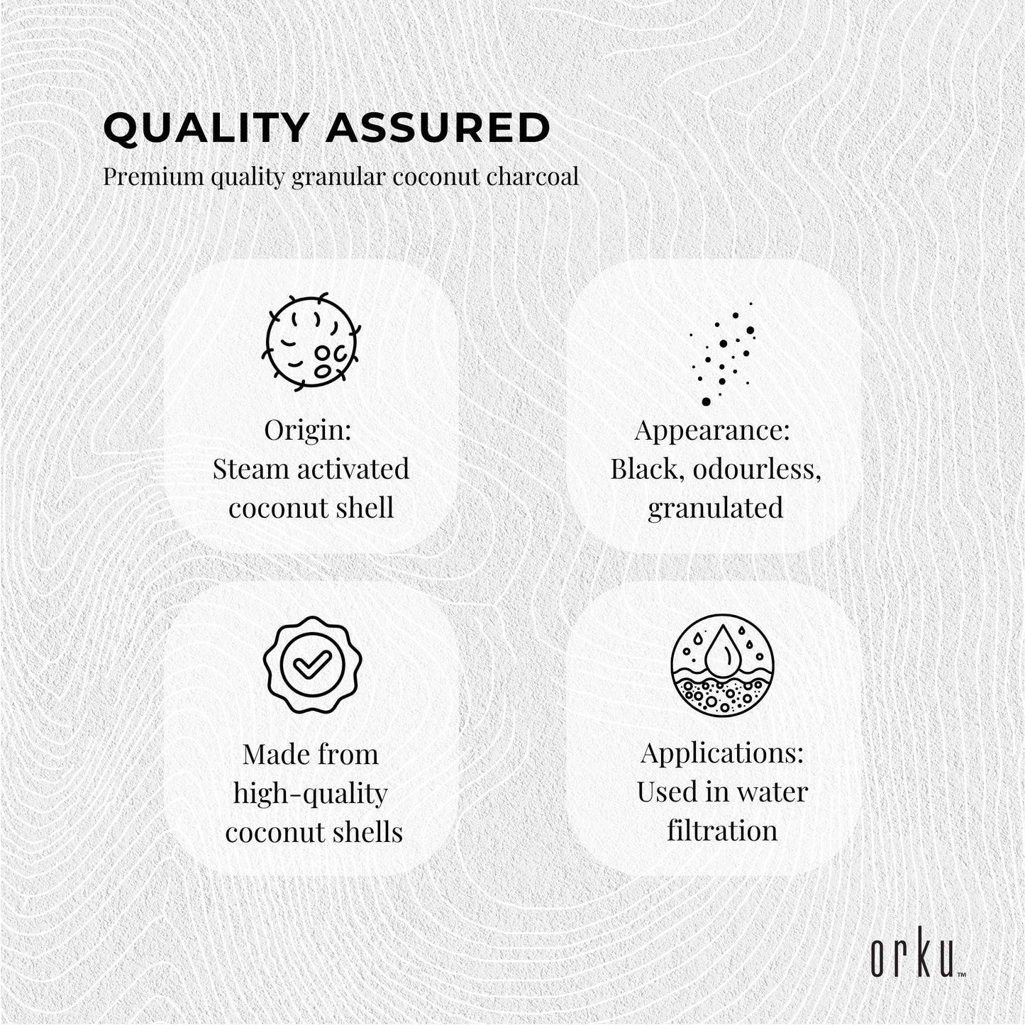 Orku Bulk 10Kg Granular Activated Carbon GAC Coconut Shell Charcoal Filtration