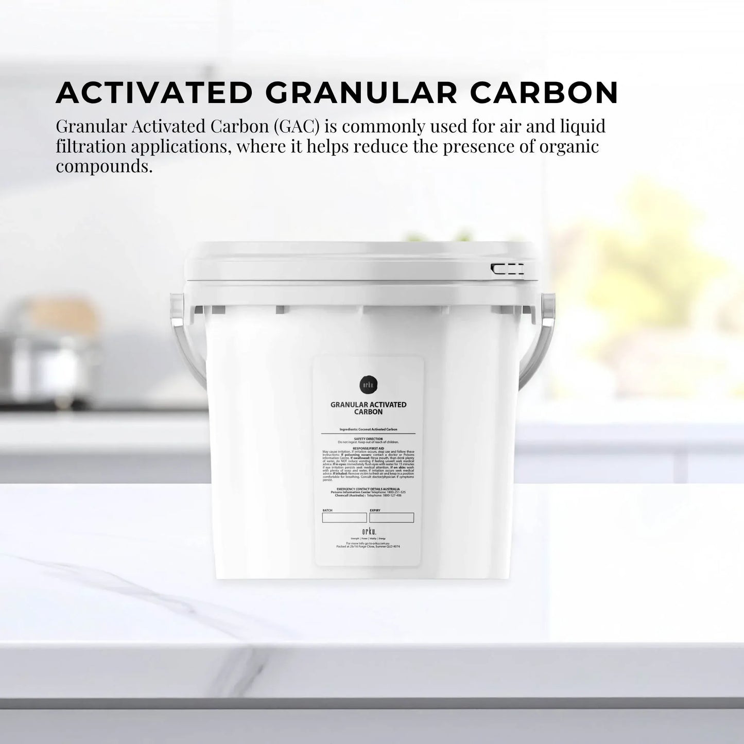 Orku 2.5Kg Granular Activated Carbon GAC Coconut Shell Charcoal Filtration Media