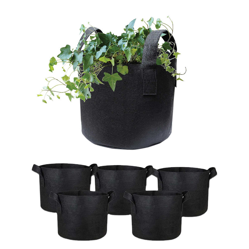 6 Pck 10 Gallon Fabric Flower Pots 38L Garden Planter Bags Black Felt Root Pouch Tristar Online