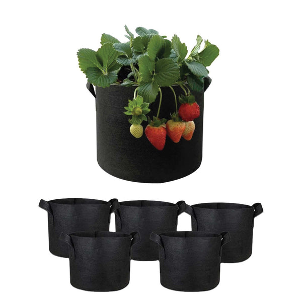 6 Pck 5 Gallon Fabric Flower Pots 19L Garden Planter Bags Black Felt Root Pouch Tristar Online