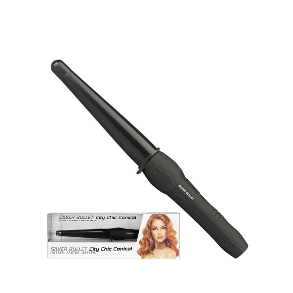 Silver Bullet City Chic Ceramic Conical Iron 19mm-32mm Large Hair Curling Wand Tristar Online