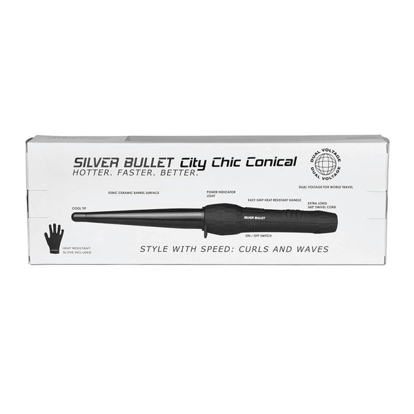 Silver Bullet City Chic Ceramic Conical Iron 19mm-32mm Large Hair Curling Wand Tristar Online