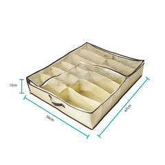 Shoe Organiser 12 Pair Under Bed Storage Zippered Breathable Wardrobe Closet Bag Tristar Online
