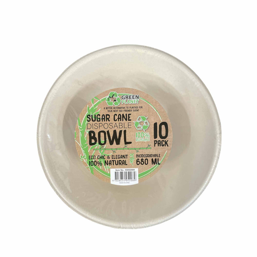 10 Pck Eco Friendly Disposable Party Wide Bowls 680ml Biodegradable Sugar Cane Tristar Online