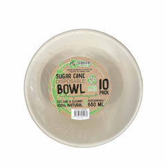 10 Pck Eco Friendly Disposable Party Wide Bowls 680ml Biodegradable Sugar Cane Tristar Online