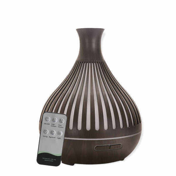 Essential Oil Aroma Diffuser - 400ml Remote Dark Wood Ultrasonic Mist Humidifier Tristar Online