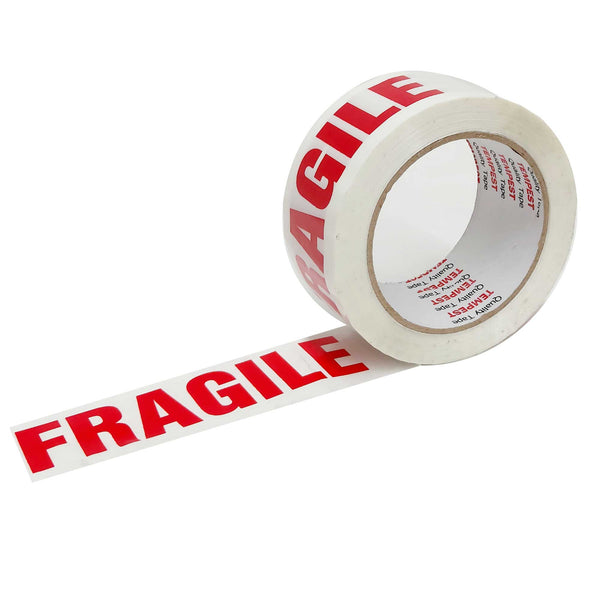 1x Fragile Packing Tape 48mmx75m - Long Rolls Red White Packaging Adhesive Label Tristar Online