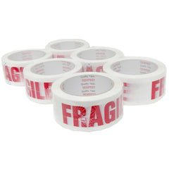 1x Fragile Packing Tape 48mmx75m - Long Rolls Red White Packaging Adhesive Label Tristar Online