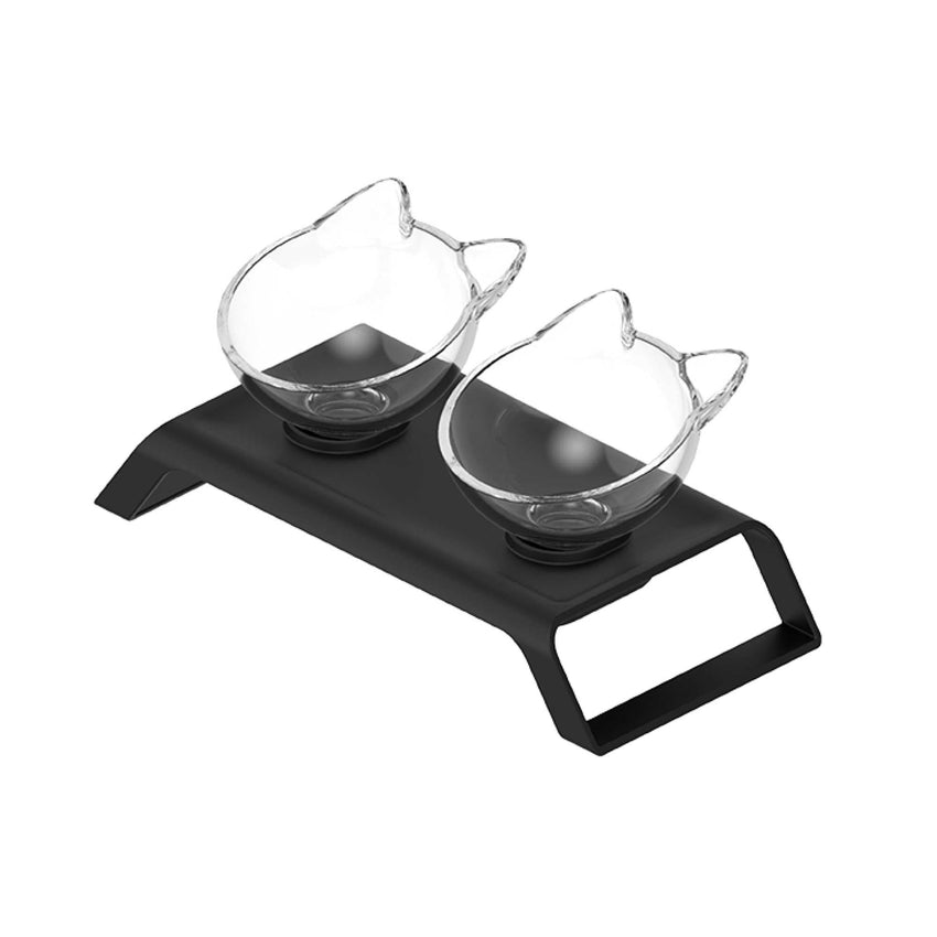 2x200ml Elevated Cat Bowl Stand - Double Dinner Pet Kitten Food Twin Feeder Tristar Online