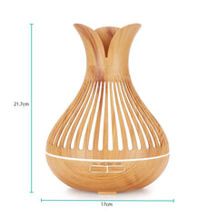 Essential Oil Aroma Diffuser and Remote - 500ml Flower Top Wood Mist Humidifier Tristar Online
