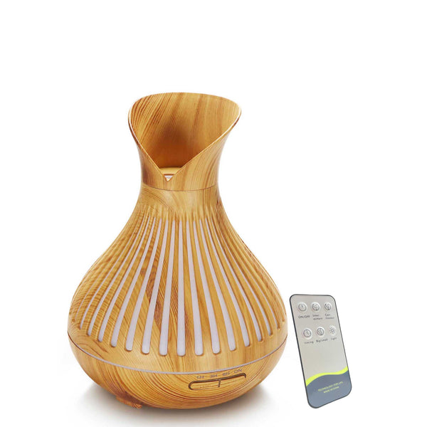Essential Oil Aroma Diffuser and Remote - 500ml Tulip Top Wood Mist Humidifier Tristar Online