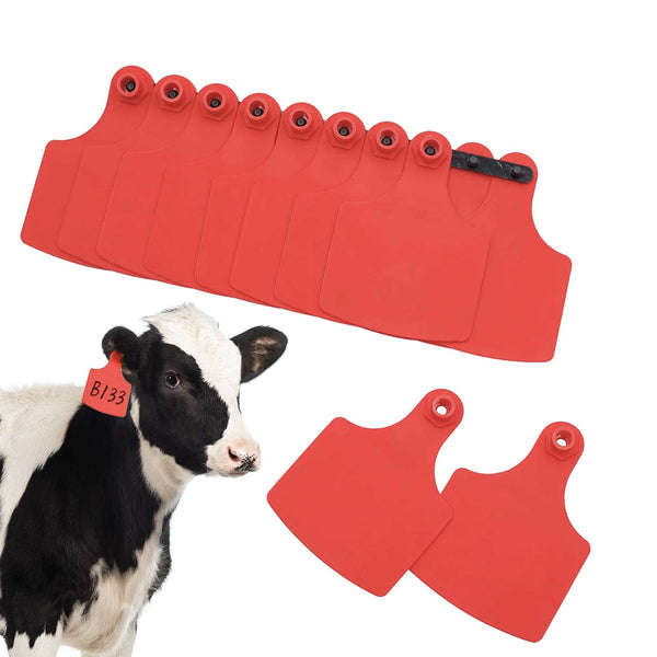 100x Cattle Ear Tags Set - 7.5x10cm XL Red Blank Pig Cow Sheep Livestock Label Tristar Online