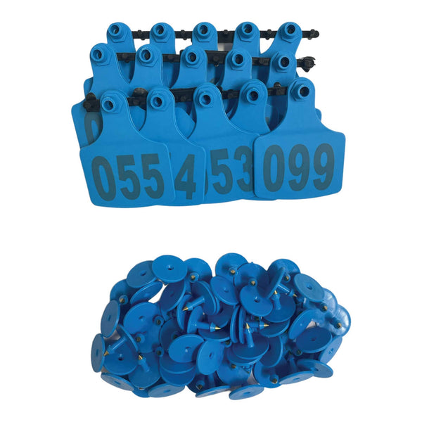 1-100 Cattle Number Ear Tags 7.5x10cm Set - XL Blue Cow Sheep Livestock Labels Tristar Online