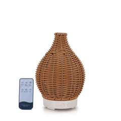 Essential Oil Aroma Diffuser and Remote - 100ml Rattan Woven Mist Humidifier Tristar Online