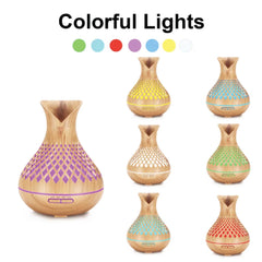 Essential Oil Aroma Diffuser and Remote - 500ml Vase Tulip Wood Mist Humidifier Tristar Online