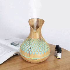 Essential Oil Aroma Diffuser and Remote - 500ml Vase Tulip Wood Mist Humidifier Tristar Online