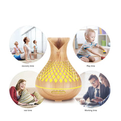 Essential Oil Aroma Diffuser and Remote - 500ml Vase Tulip Wood Mist Humidifier Tristar Online