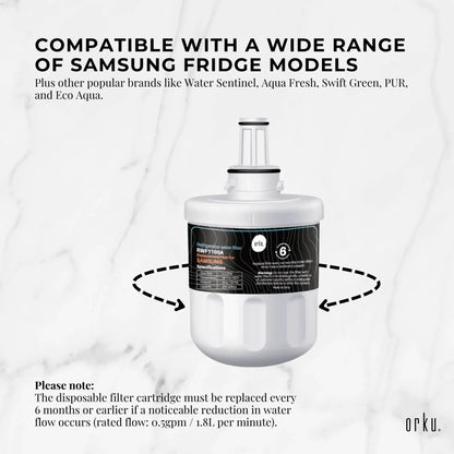 Orku Fridge Water Filter Cartridge Replacement for Samsung - RFC1100A RWF1100