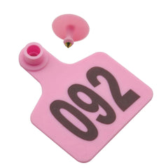 1-100 Cattle Number Ear Tag 6x7cm Set - Medium Pink Cow Sheep Livestock Label Tristar Online