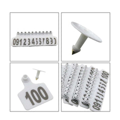 1-100 Cattle Number Ear Tag 6x7cm Set - Medium White Cow Sheep Livestock Label Tristar Online