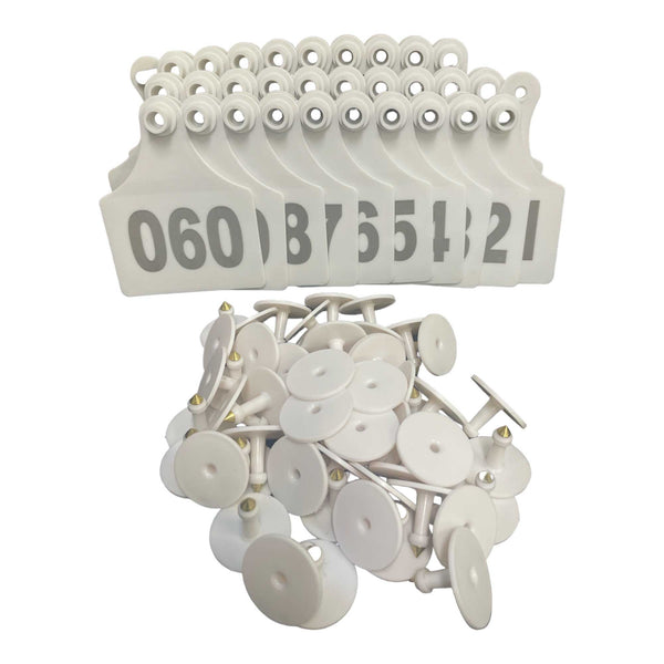 1-100 Cattle Number Ear Tags 7x10cm Set - XL White Cow Sheep Livestock Labels Tristar Online