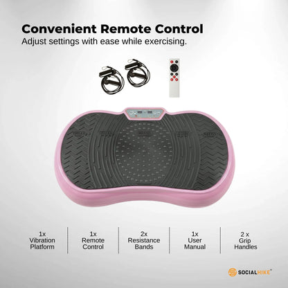 Social Hike Vibration Plate Exercise Platform - Vibrating Workout Machine Pink