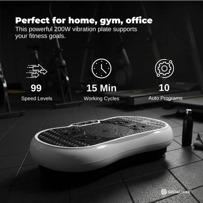 Social Hike 68cm Vibration Plate Machine Full Body Workout Platform White