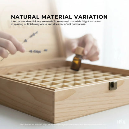 Orku 74 Essential Oil Bottle Storage Box Wooden Organiser Aromatherapy Case