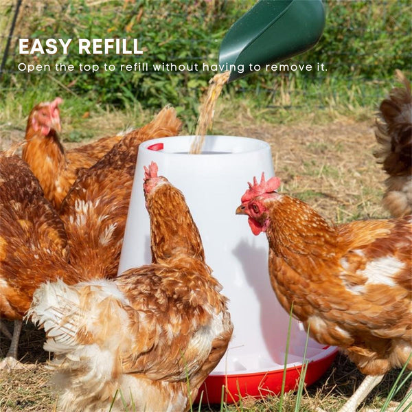 6Kg Automatic Chicken Feeder - Plastic Poultry Chook Hen Feeding Seed Bucket