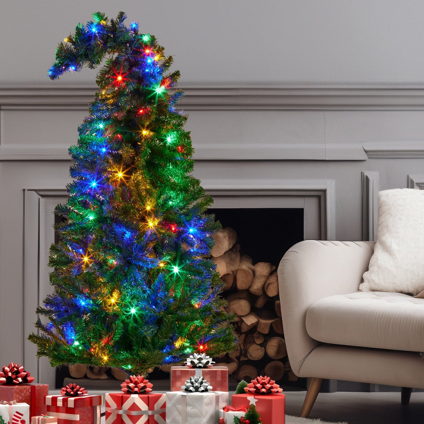 Christabelle Bad Santa 1.2m Curved Multicolour Pre-Lit Christmas Tree with 550 Tips Tristar Online