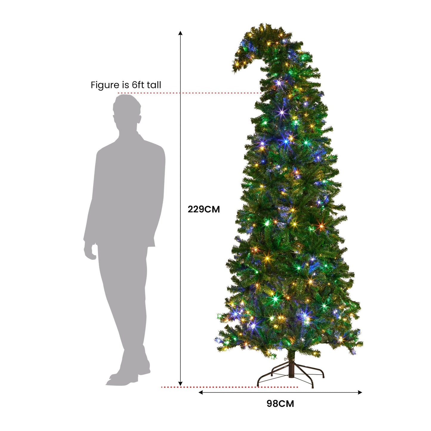 Christabelle Bad Santa 2.3m Curved Multicolour Pre-Lit Christmas Tree with 1240 Tips Tristar Online