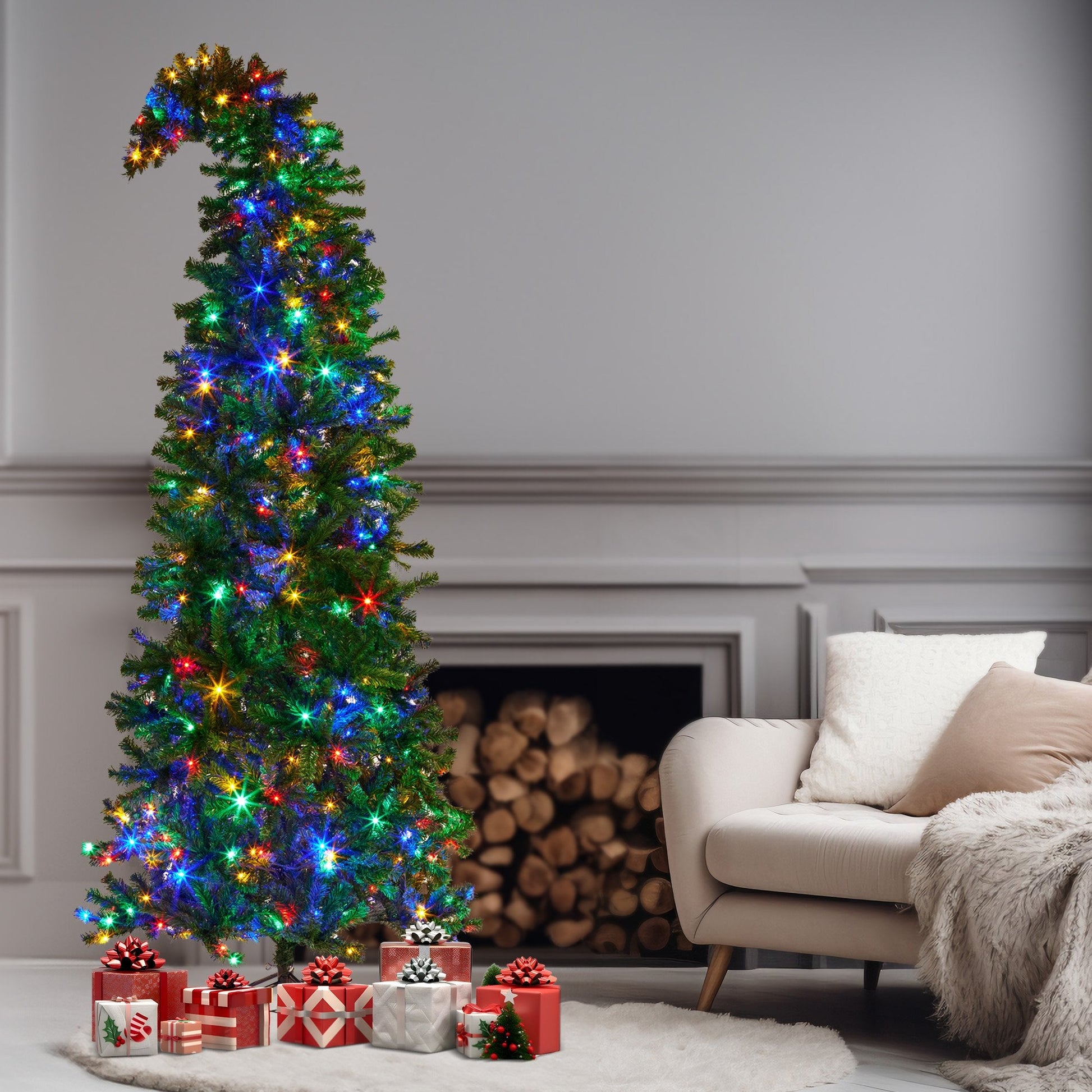 Christabelle Bad Santa 2.3m Curved Multicolour Pre-Lit Christmas Tree with 1240 Tips Tristar Online