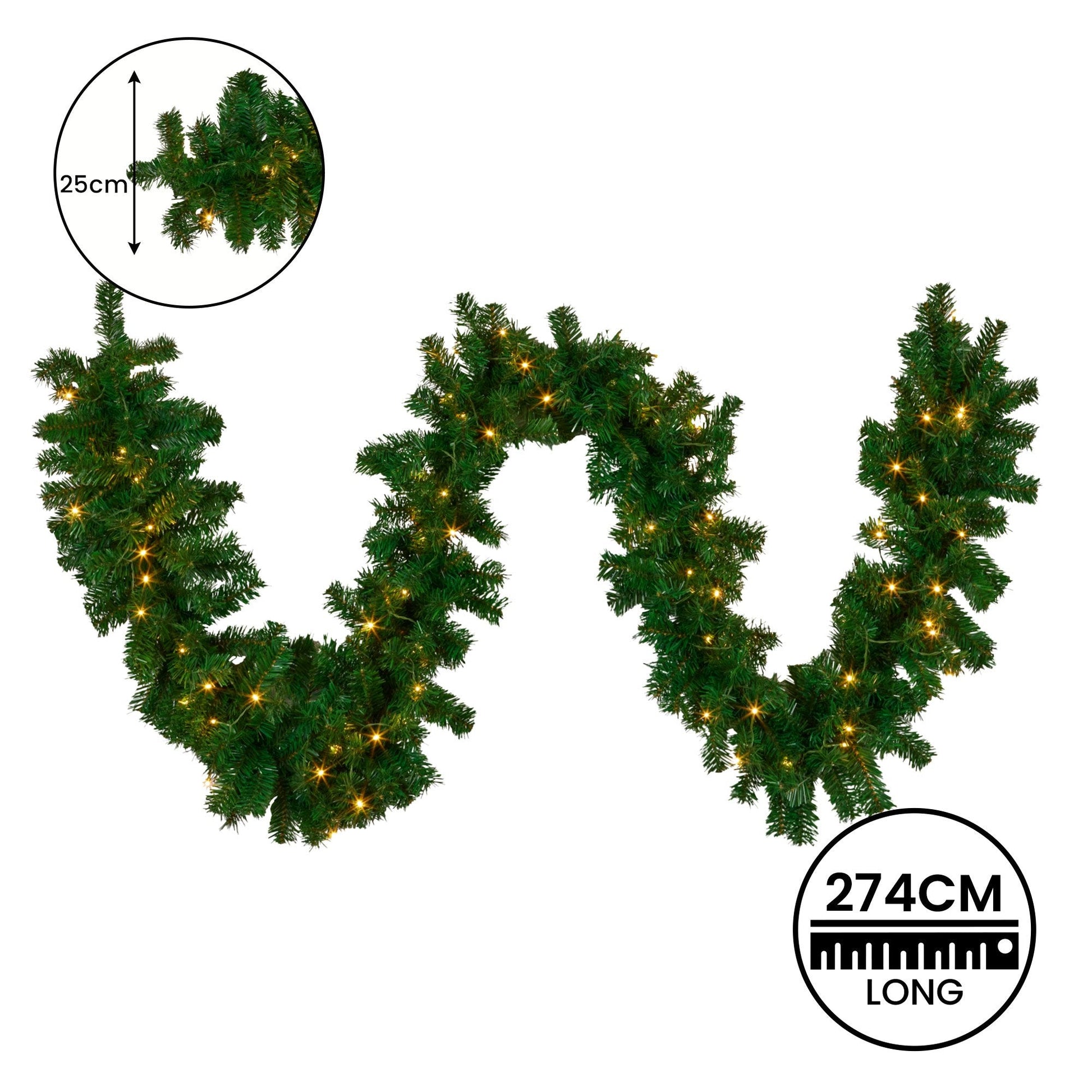 Christabelle 274cm Chadwick Green Pre-Lit Christmas Garland Tristar Online
