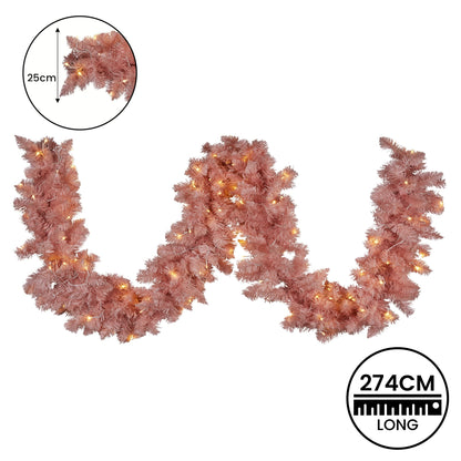 Christabelle 274cm Pretty In Pink Christmas Garland With Led Lights Tristar Online