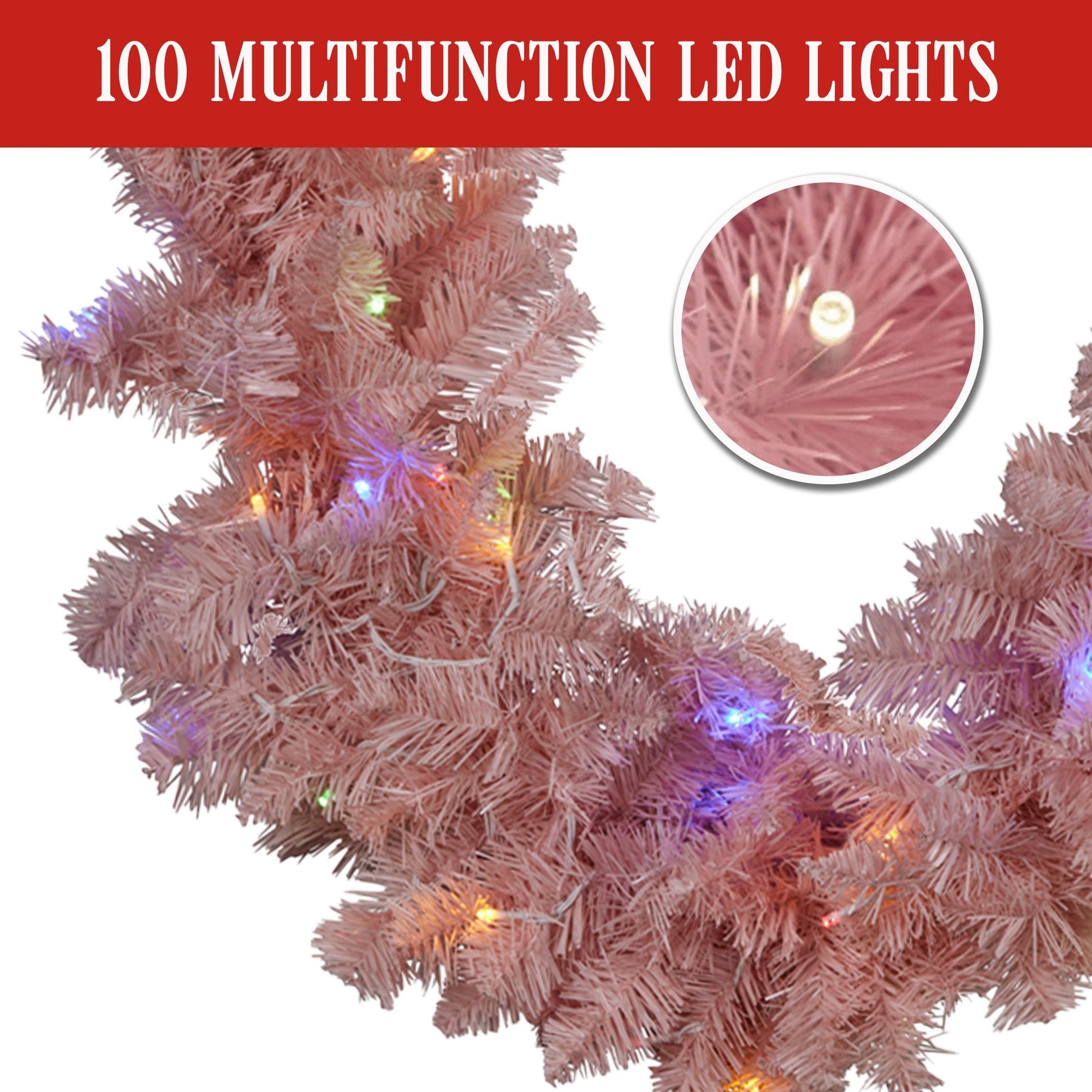 Christabelle 274cm Pretty In Pink Christmas Garland With Led Lights Tristar Online