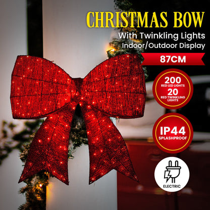 Christabelle 91cm Christmas Display Bow With Led And Twinkle Lights Festive Decoration Tristar Online