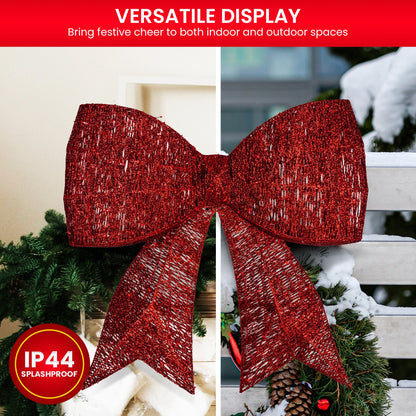 Christabelle 91cm Christmas Display Bow With Led And Twinkle Lights Festive Decoration Tristar Online