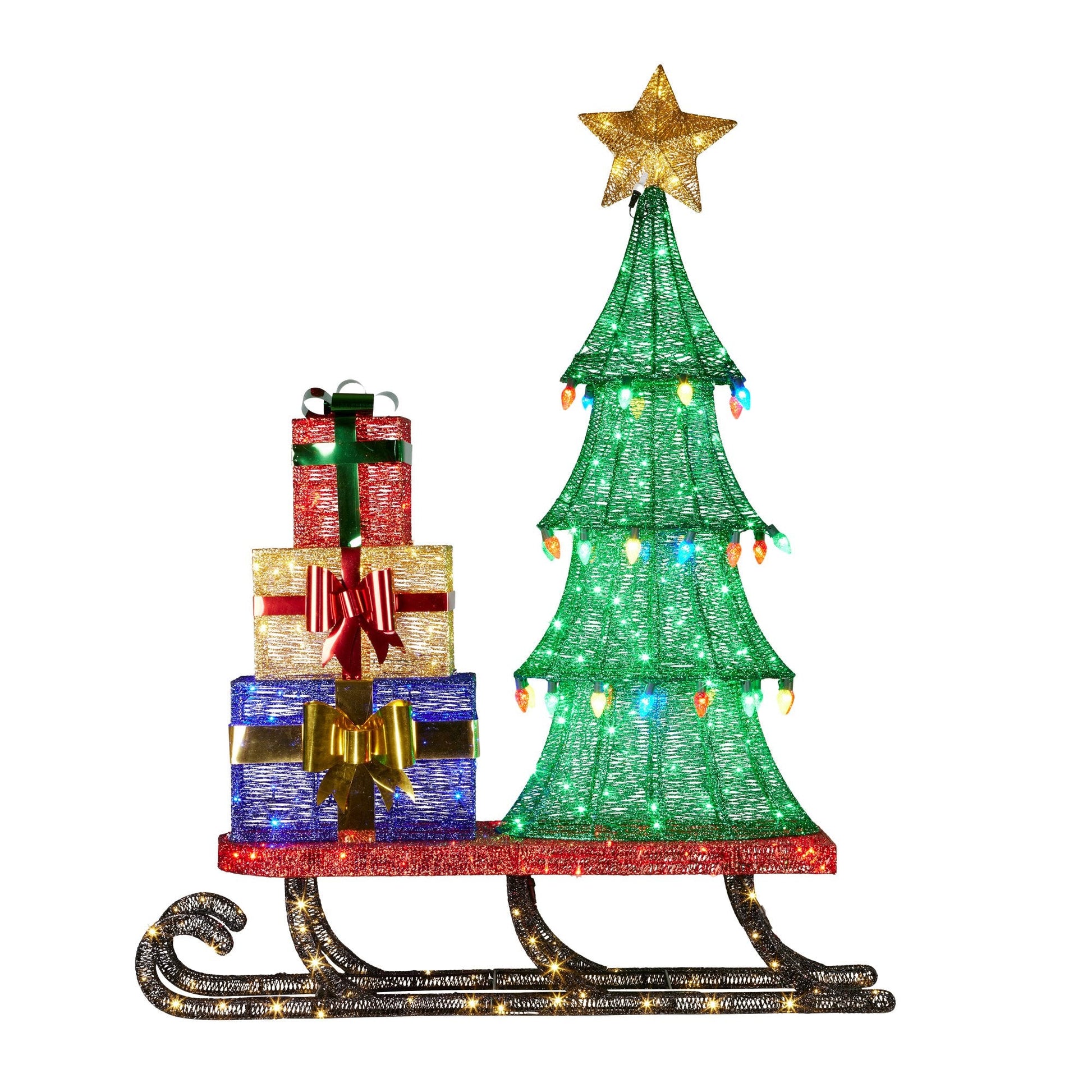 Christabelle Christmas Display Sled 183cm With Tree And Presents Led Lights & C9 Bulbs Tristar Online