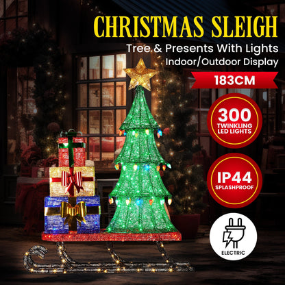 Christabelle Christmas Display Sled 183cm With Tree And Presents Led Lights & C9 Bulbs Tristar Online