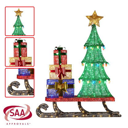 Christabelle Christmas Display Sled 183cm With Tree And Presents Led Lights & C9 Bulbs Tristar Online