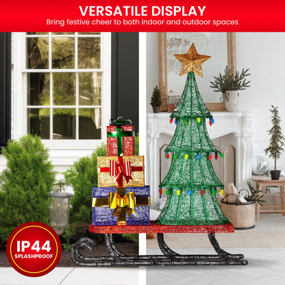 Christabelle Christmas Display Sled 183cm With Tree And Presents Led Lights & C9 Bulbs Tristar Online