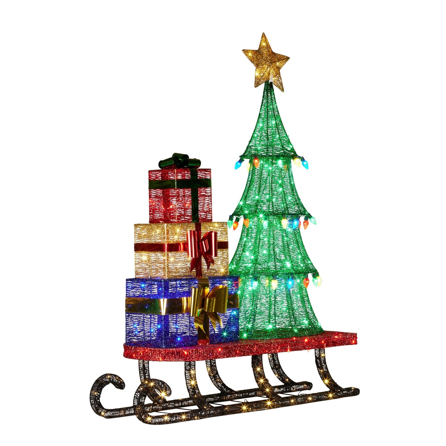 Christabelle Christmas Display Sled 183cm With Tree And Presents Led Lights & C9 Bulbs Tristar Online