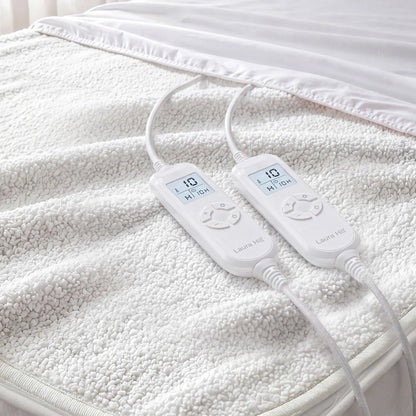 Laura Hill Double Electric Heated Underlay Blanket Fleecy Fabric with Timer