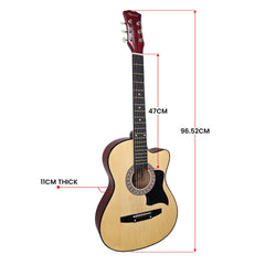 Karrera 38in Cutaway Acoustic Guitar with guitar bag - Natural