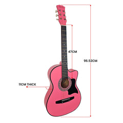 Karrera 38in Cutaway Acoustic Guitar with guitar bag - Pink