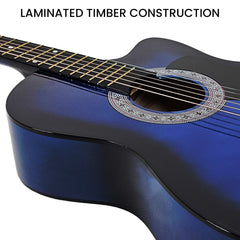 Karrera 38in Pro Cutaway Acoustic Guitar with Bag Strings - Blue Burst