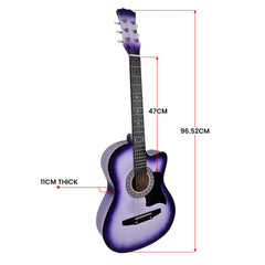 Karrera 38in Pro Cutaway Acoustic Guitar with guitar bag - Purple Burst