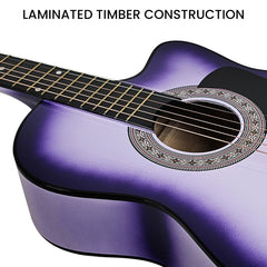 Karrera 38in Pro Cutaway Acoustic Guitar with guitar bag - Purple Burst