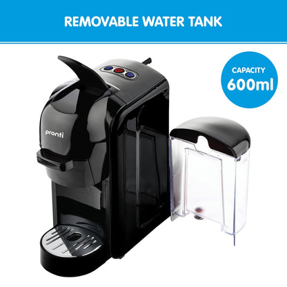 Pronti HomeMaid 3-in-1 Coffee Machine Multi-Capsule Pods and Ground Coffee Nespresso & Caffitaly Compatible CM-511HM