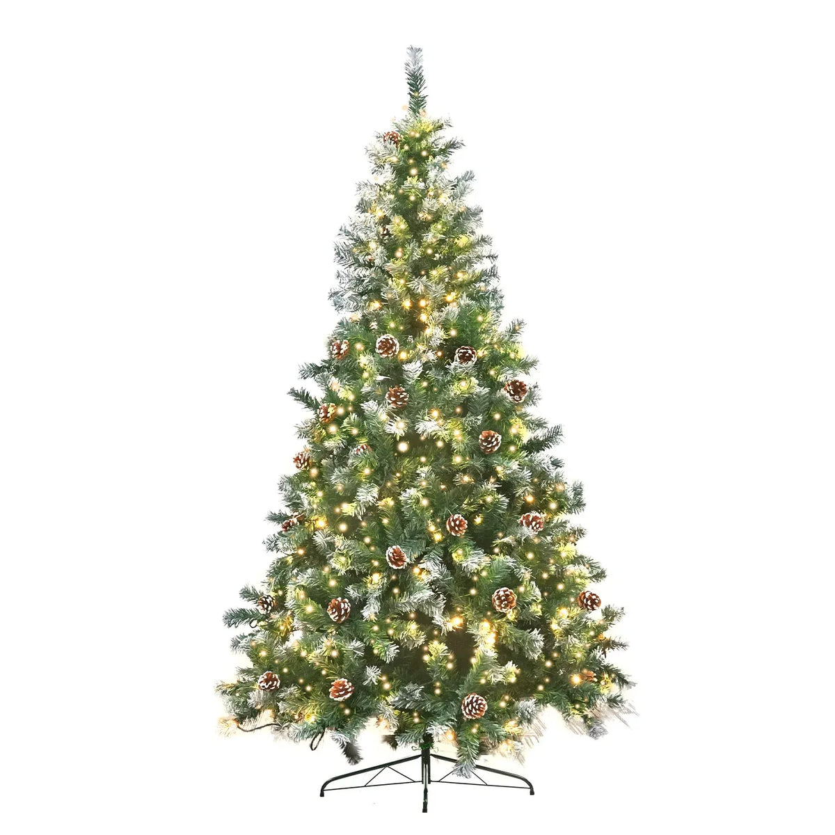 Christabelle 1.2m Pre-Lit LED Artificial Christmas Tree with Snow Tipped Needles Pine Cones Stand